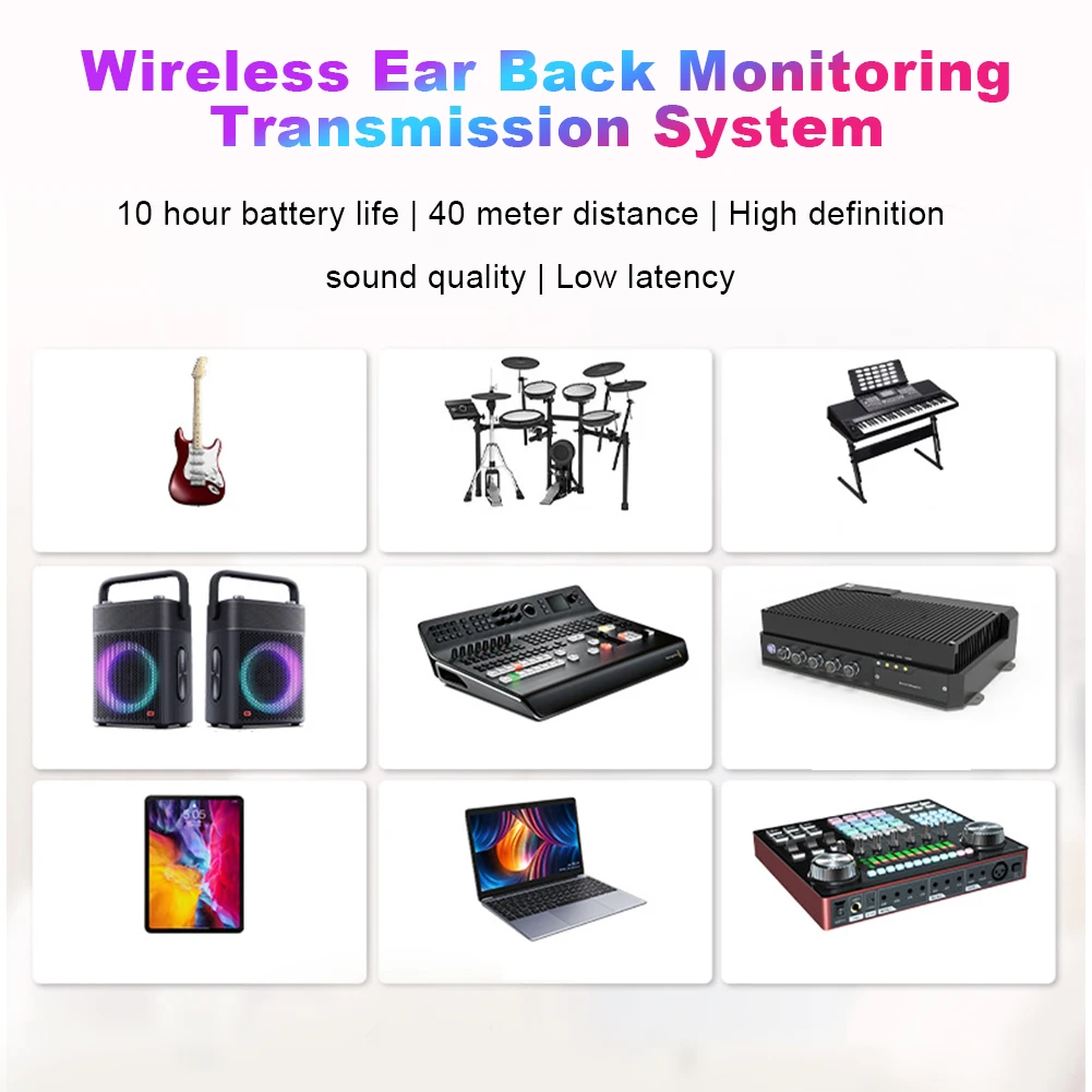 Wireless In-Ear Monitor System Rechargeable Transmitter Receiver Wireless IEM System for Studio Band Rehearsal Live Performance