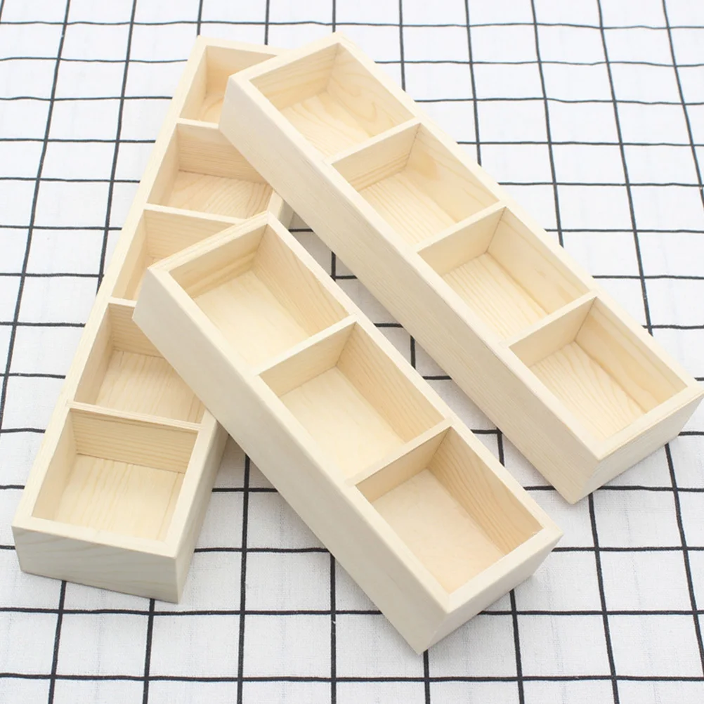 Three Compartments Wooden Storage Box Tea Organizer Kitchen Container Coffee Packets Sugar Salt Pepper Tea Bag Holder Bag
