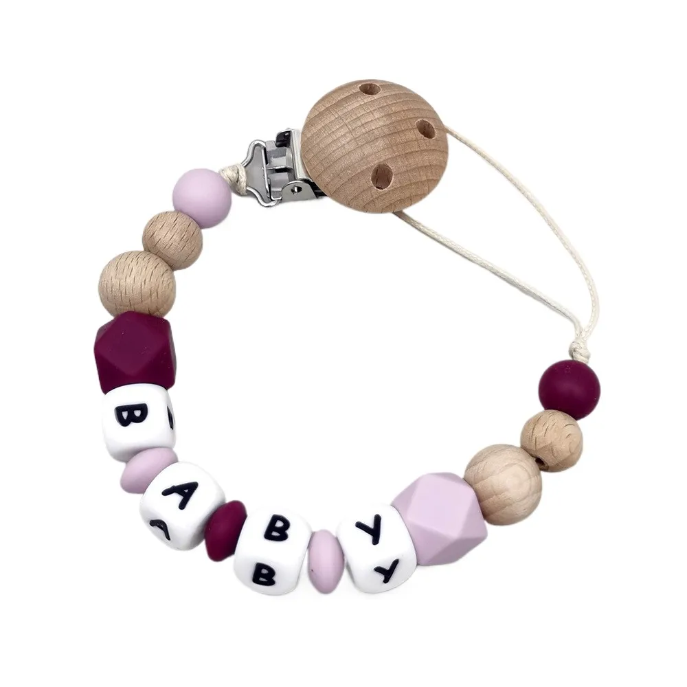 Baby Pacifier Clips Custom Personalized Name Silicone Beads Safe Baby Soother Accessory