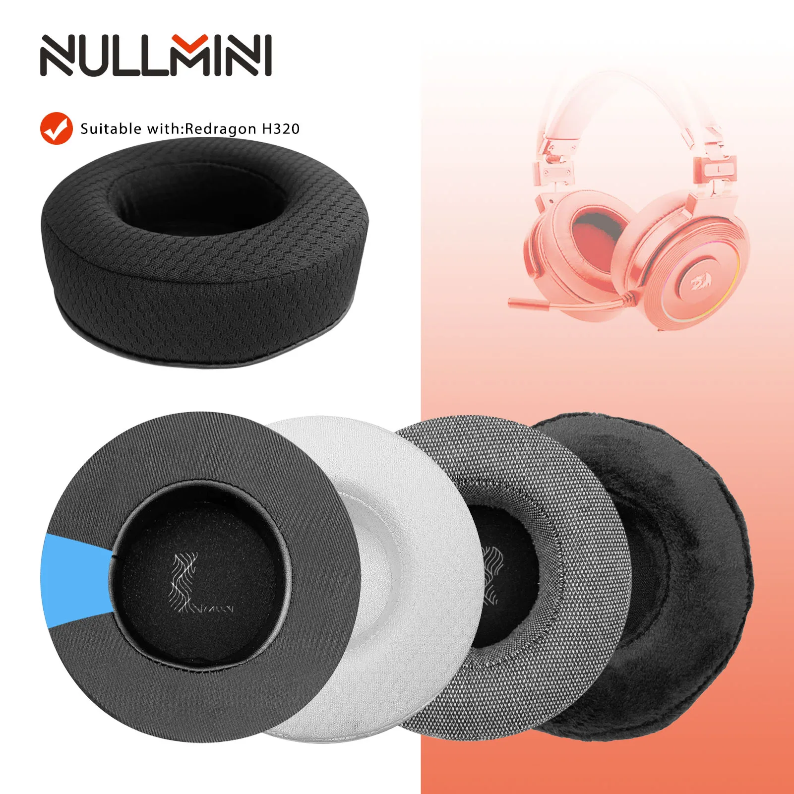 NullMini 교체 이어패드, Redragon H320 헤드폰용 쿨링 젤 이어 쿠션, 귀마개 슬리브 헤드밴드