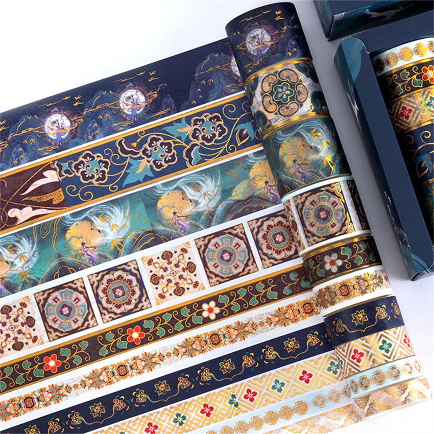 10 Pcs Washi Tape Set Stickers Gold Leaf Masking Tapes Retro Scrapbooking Adhesiva Washitape Sakura Assorted Cintas Decorativas