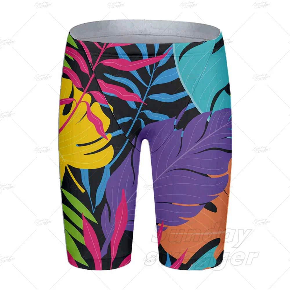 

Men Swimwear Professional Competitive Plant Printed Swim Trunks Quick-Drying Swimwear Surfing Briefs Surf Shorts Diving Trunks