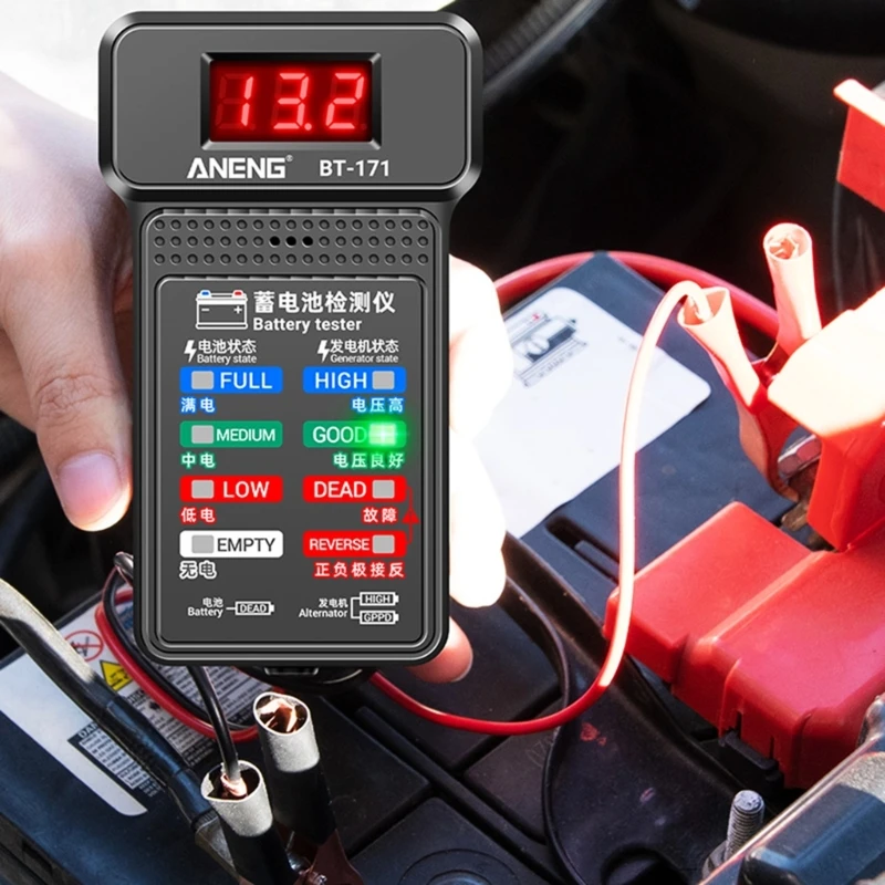 Qiilu Analyseur de batterie, Analyseur d'appareil de contrôle de batterie  de voiture, Vérificateur de démarrage de l'alternateur de testeur de charge  de batterie de moto de voiture de 12V 