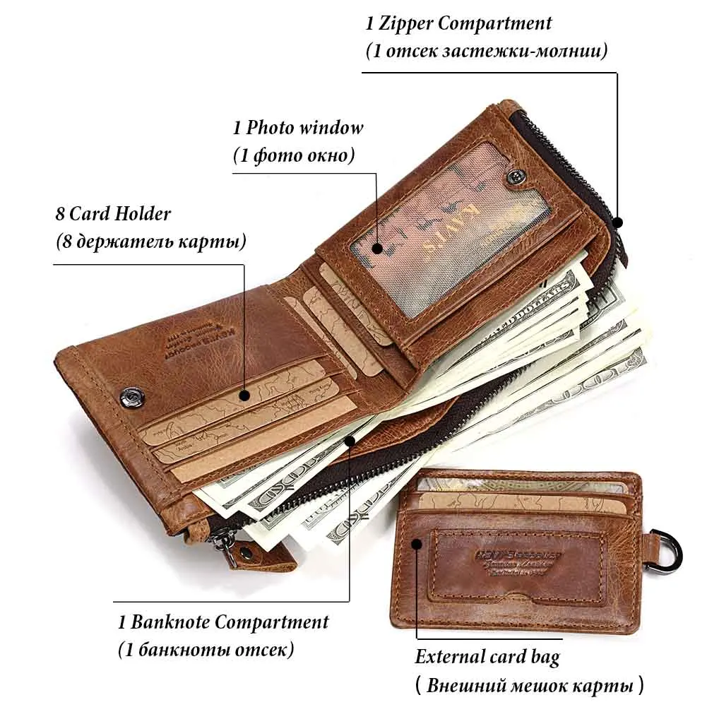 HUMERPAUL Men Wallets Crazy Horse Leather Short Coin Purse Male Cuzdan Walet Portomonee PORTFOLIO Casual Card Case Carteiras