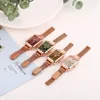 2024 New Women Watches Fashion Square Ladies Quartz Watch Magnetic Strap Green Dial Simple Rose Gold Mesh Luxury Women Watches 4