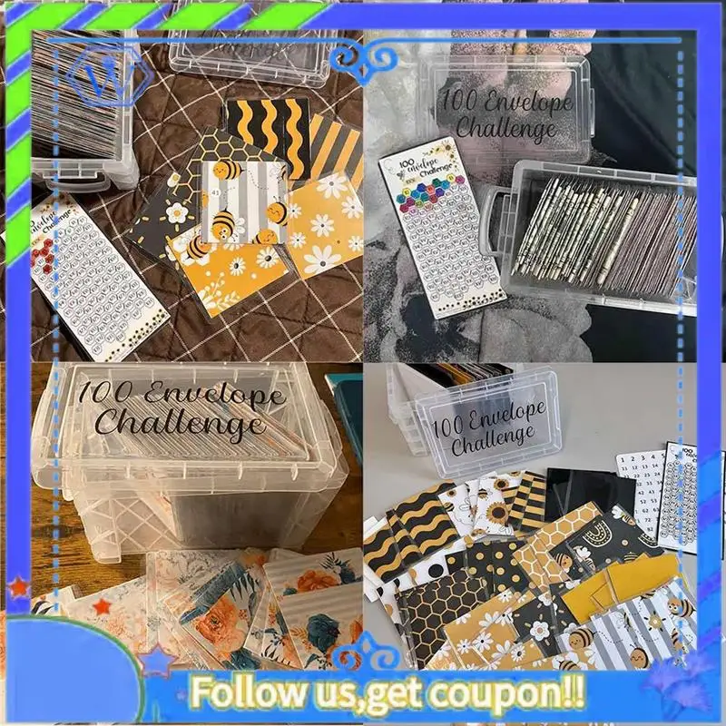 Easy To Use 100 Envelopes Money Saving Challenge Budget Planning Handbook Mastering The Progress With Storage Box For Repay