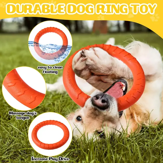 Durable Dog Flying Disc Chew Toy - Floating Fetch Toy for Medium/Large Aggressive Chewers, Interactive Pool Toy for Training & T 3
