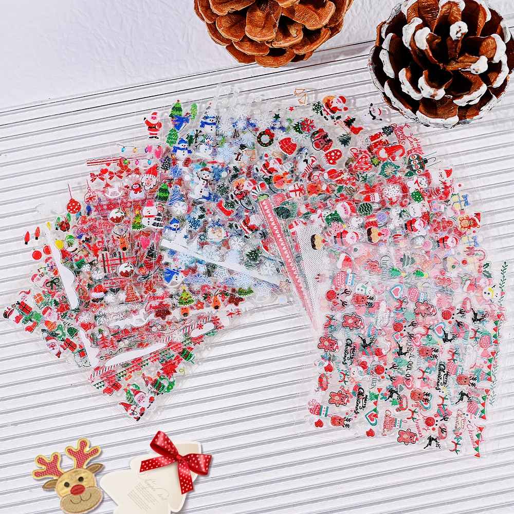 

30pcs Christmas 3D Nail Stickers Xmas Snowflake Penguin Santa Claus Nail Decals Winter New Year Sliders for Nail Decoration