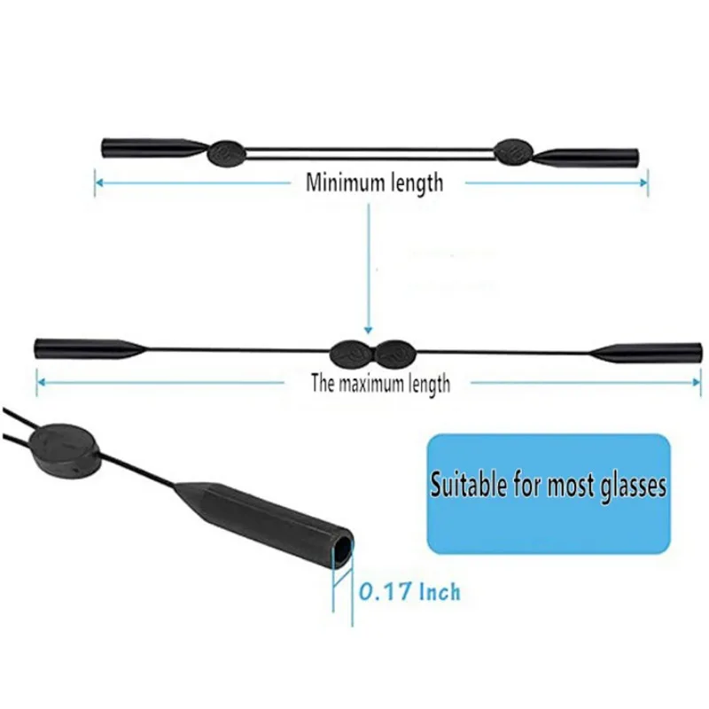 Adjustable Eyewear Retainer Universal Fit Sports Sunglasses Retainer Unisex Strap Safety Glasses Holder with Large Round-Head