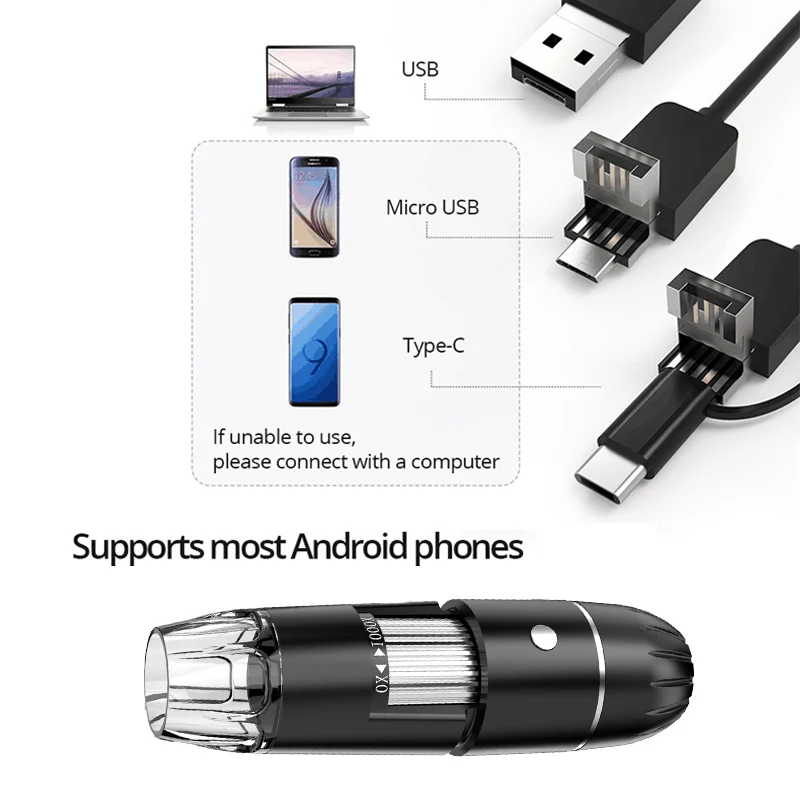 Digital Microscope Camera 3 In1 Type C USB Portable USB Handheld Microscopes For Soldering LED Magnifier Mobile Phone Repairing 3