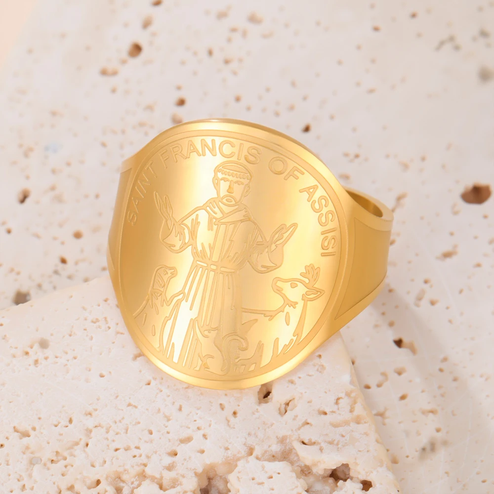 Dawapara Saint Francis of Assisi Verstellbarer Ring Katholischer Schutzpatron Tier Advocate Geschenke Edelstahlschmuck – Detail 13