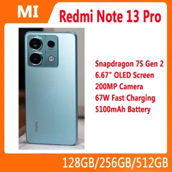 Xiaomi-Smartphone Redmi Note 13 Pro 5G, Snapdragon 7s, 6.67 ", 120Hz, Tela 1.5K, 200MP, 5000mAh, 67W, Novo