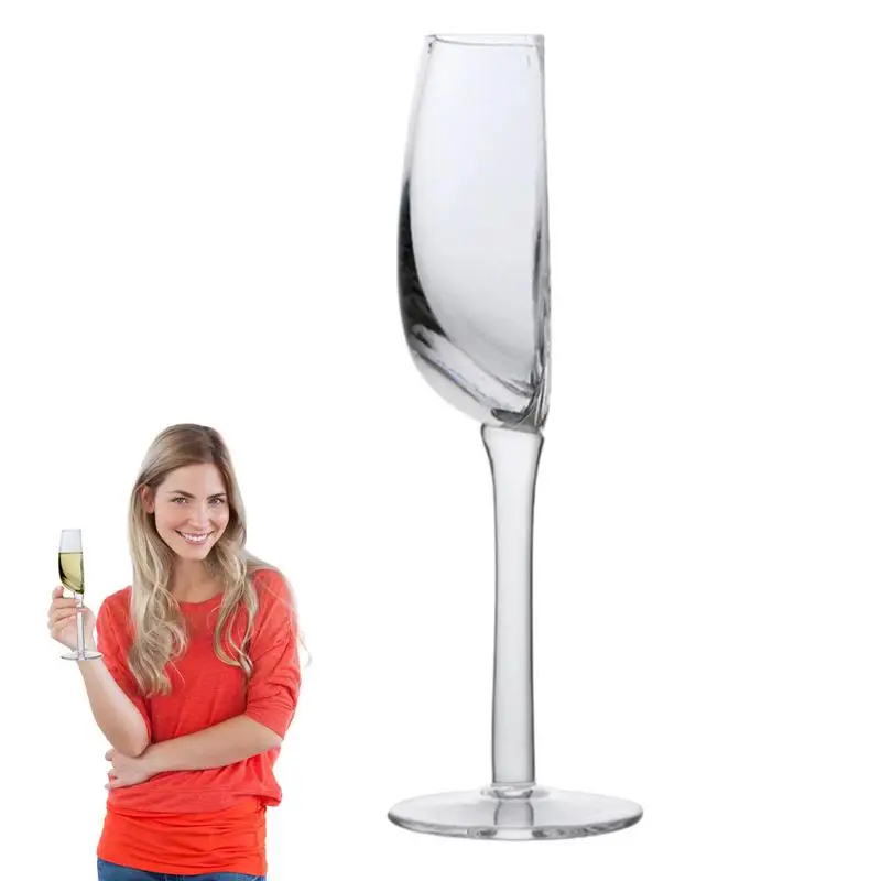 Creative Wine Glass 140ml Half shape Crystal Glass Cups with Stem Portable Wine Cups for Birthday Party Tableware Christmas Gift glass drinkware