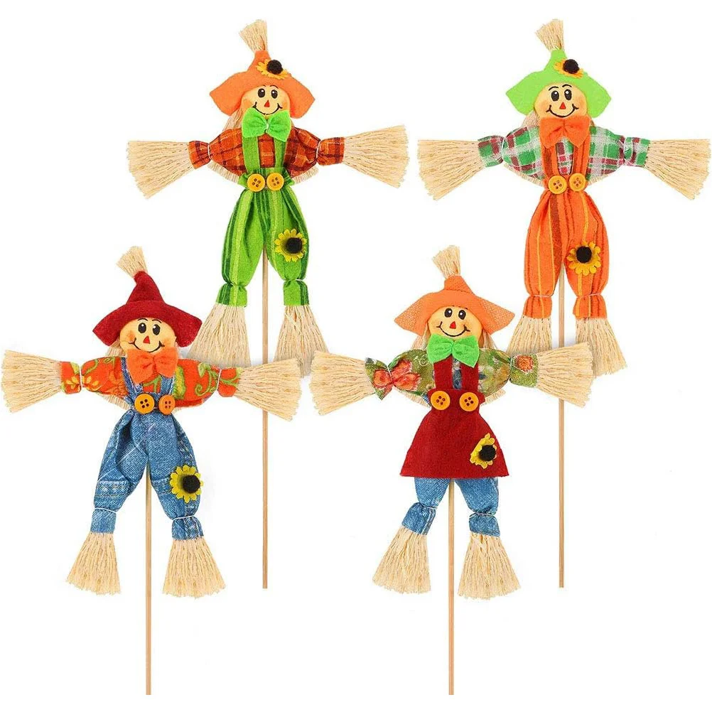 4pcs Halloween Adorable Scarecrow Garden Decor