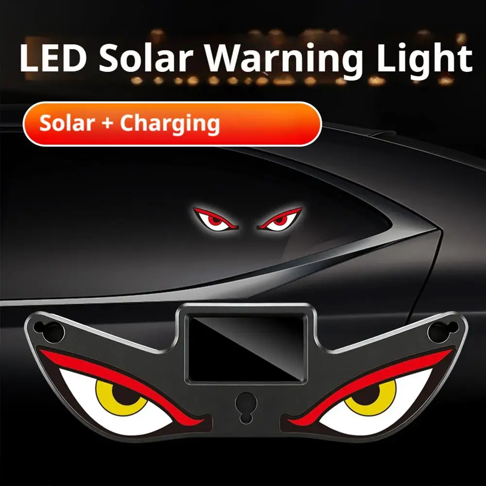 Luce di Avvertimento Solare LED DEMON EYE, Luce al Neon Respirante, Decorazione Auto, Luci Atmosfera per Lunotto Posteriore, Accessori Auto - immagine 3