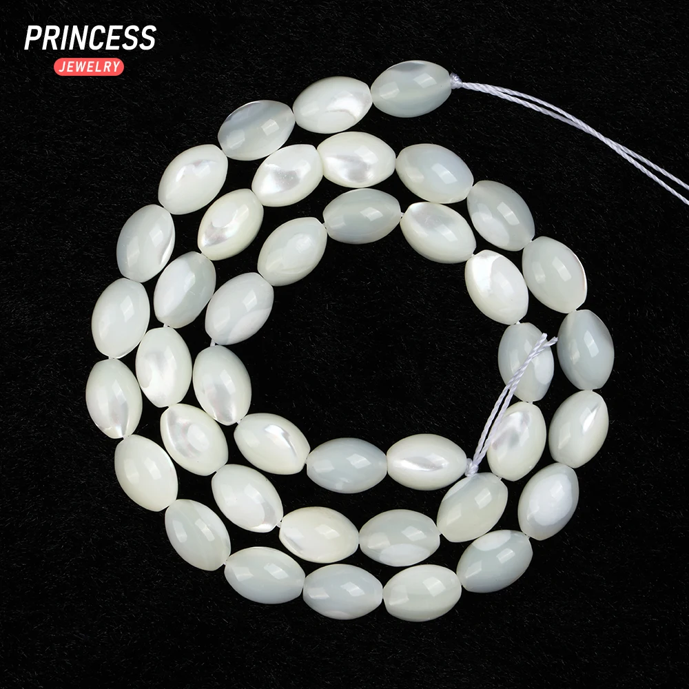 A++ Natural White Trochus Shell Rice Beads 5*8mm Horseshoe Shell Loose Beads for Jewelry Making Bracelet Necklace 6