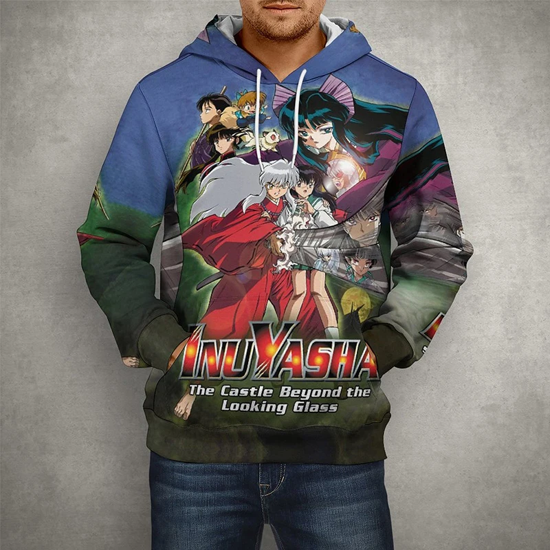 

New Spring Men Women Children Anime Inuyasha 3D Print Fashion Pullover Boy Girl Cool Cartoon Long Sleeved Unisex Hoodies Tops
