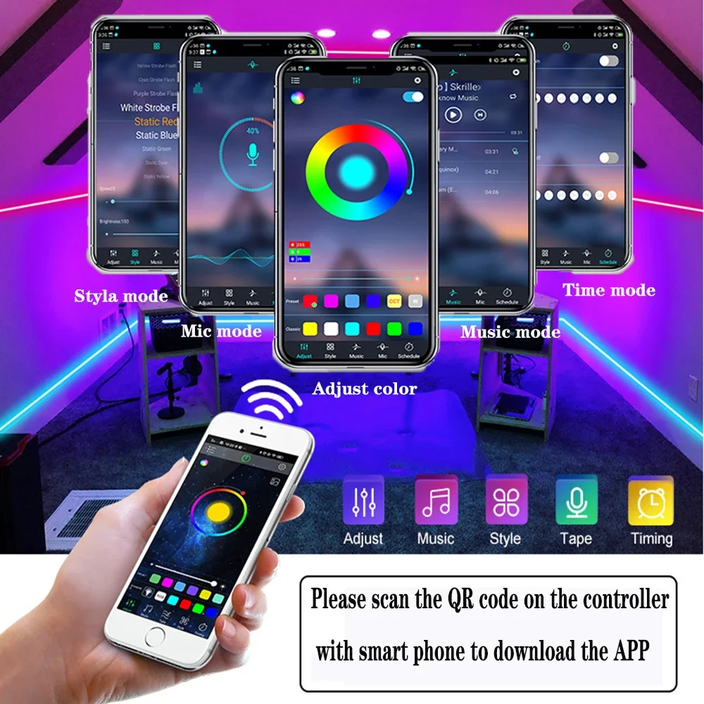 Tira de Luces LED RGB con Control por App, Bluetooth y Sincronización de Música (USB 5V) Sfb7b723f40bb49c194f84a3eaa23a1d0s