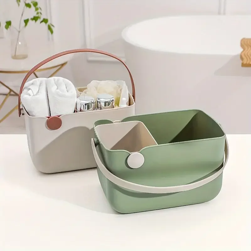 Large Capacity Wash Basket New Portable Plastic Bath Basket Space Saving Dormitory Sundries Storage Bathroom Accessories