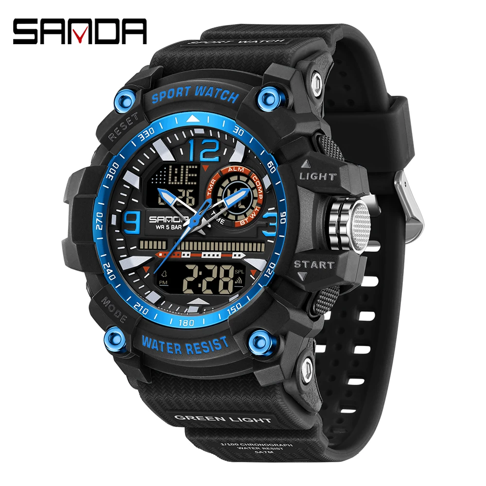Men's Large Dial Multi-Functional Outdoor Waterproof Sports Watch