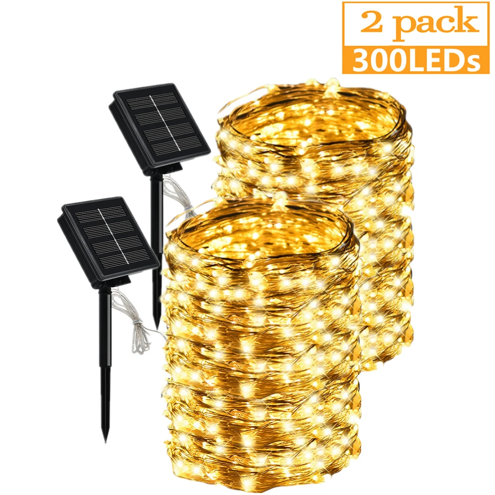 

2pcs 32m 320LED / 22M 220 LED Solar String Fairy Lights Waterproof Outdoor Garland Solar Lamp Christmas For Garden Decoration