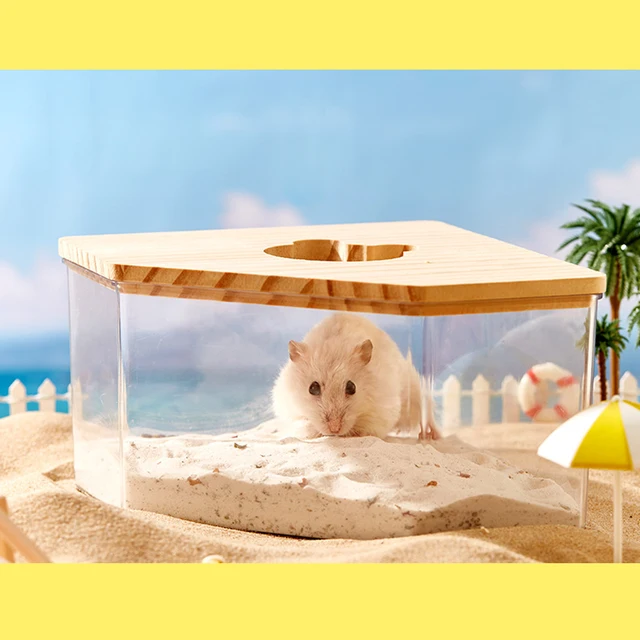 EIMELI Hamster Clear Acrylic Toilet Tray Sand Bathroom For Hedgehogs Squirrels Chinchillas Golden Bears Guinea Pigs
