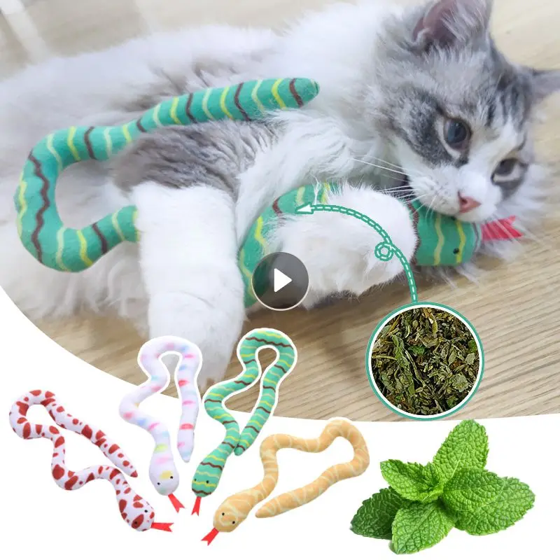 

Small Snake Shape Interactive Cat Toy Bite-resistant Add Catnip Inside Plush Toy Snake Weight 32g Cat Supplies Pet Accessories