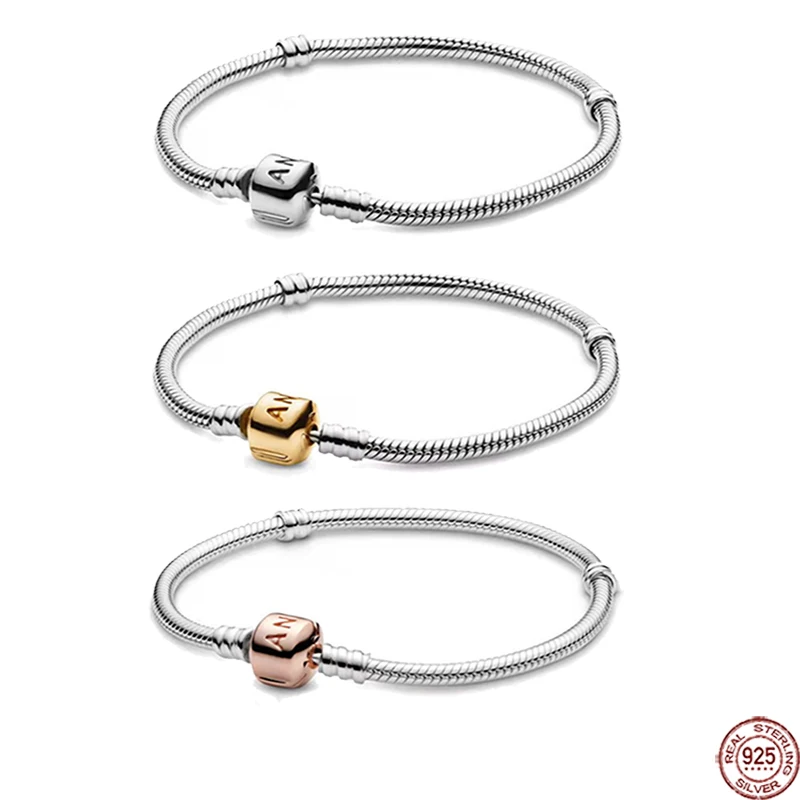 

High quality 925 sterling silver light luxury bucket buckle couple bracelet fit original charming jewelry gifts
