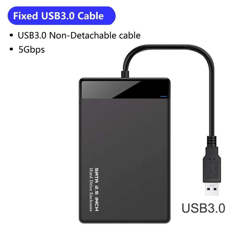 Caja de disco duro externo de 2.5, SATA a USB 3.1 transparente sin  herramientas para SSD de 2.5 pulgadas y HDD 0.374 in 0.276 in Estuche de  disco