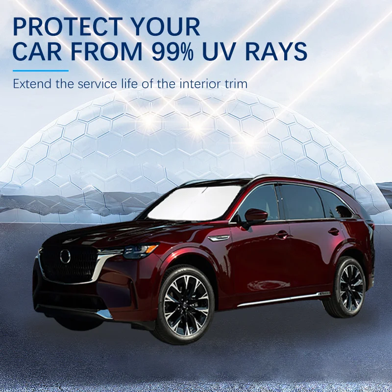 Car Windshield SunShade Sun Visor Foldable Parasol Blocks UV Rays For Mazda CX90 -