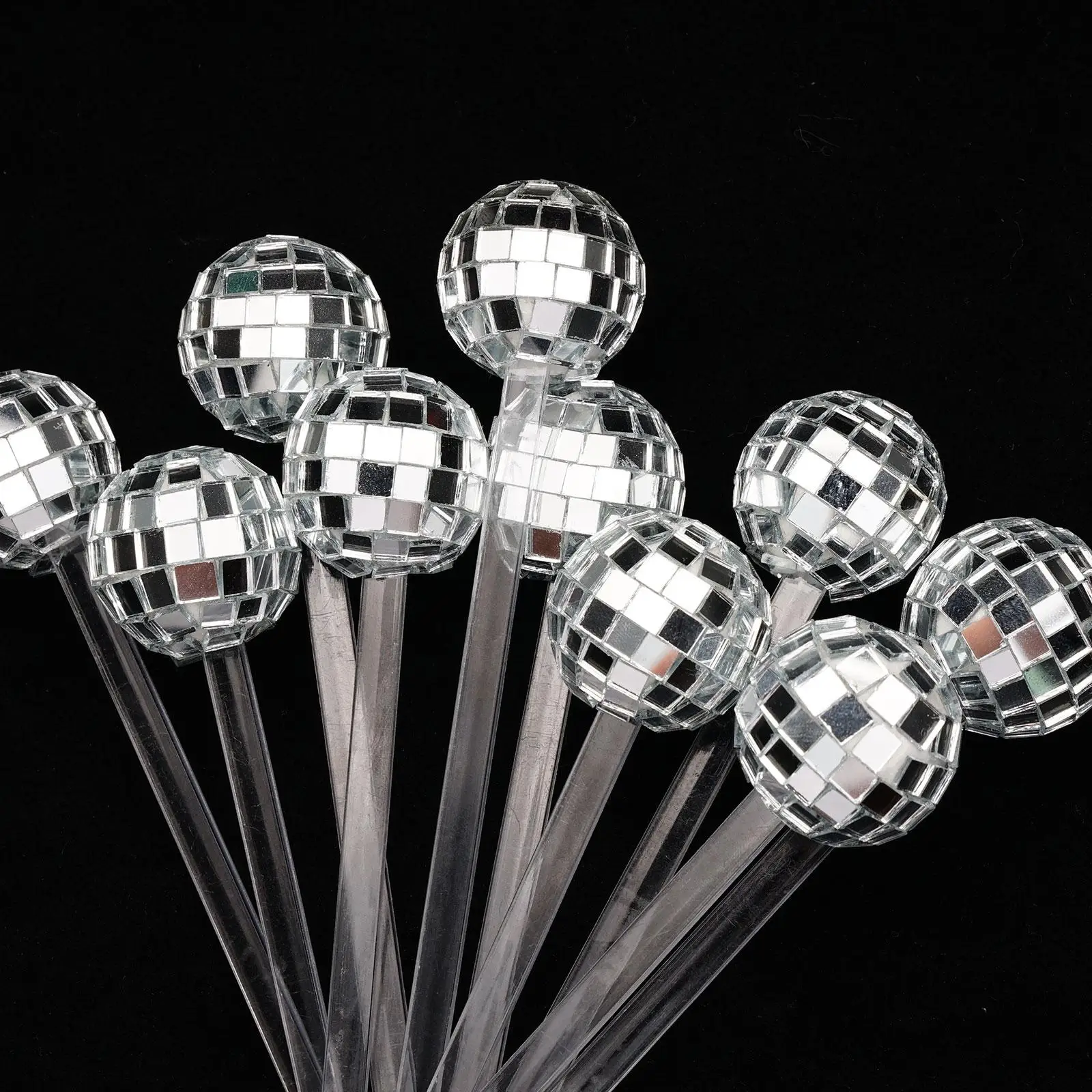 10/24pcs Disco Ball Stirrers Cocktail Beverage Coffee Stirrer Plastic Mirror Ball Sticks For Home Drink Party Decor Favor