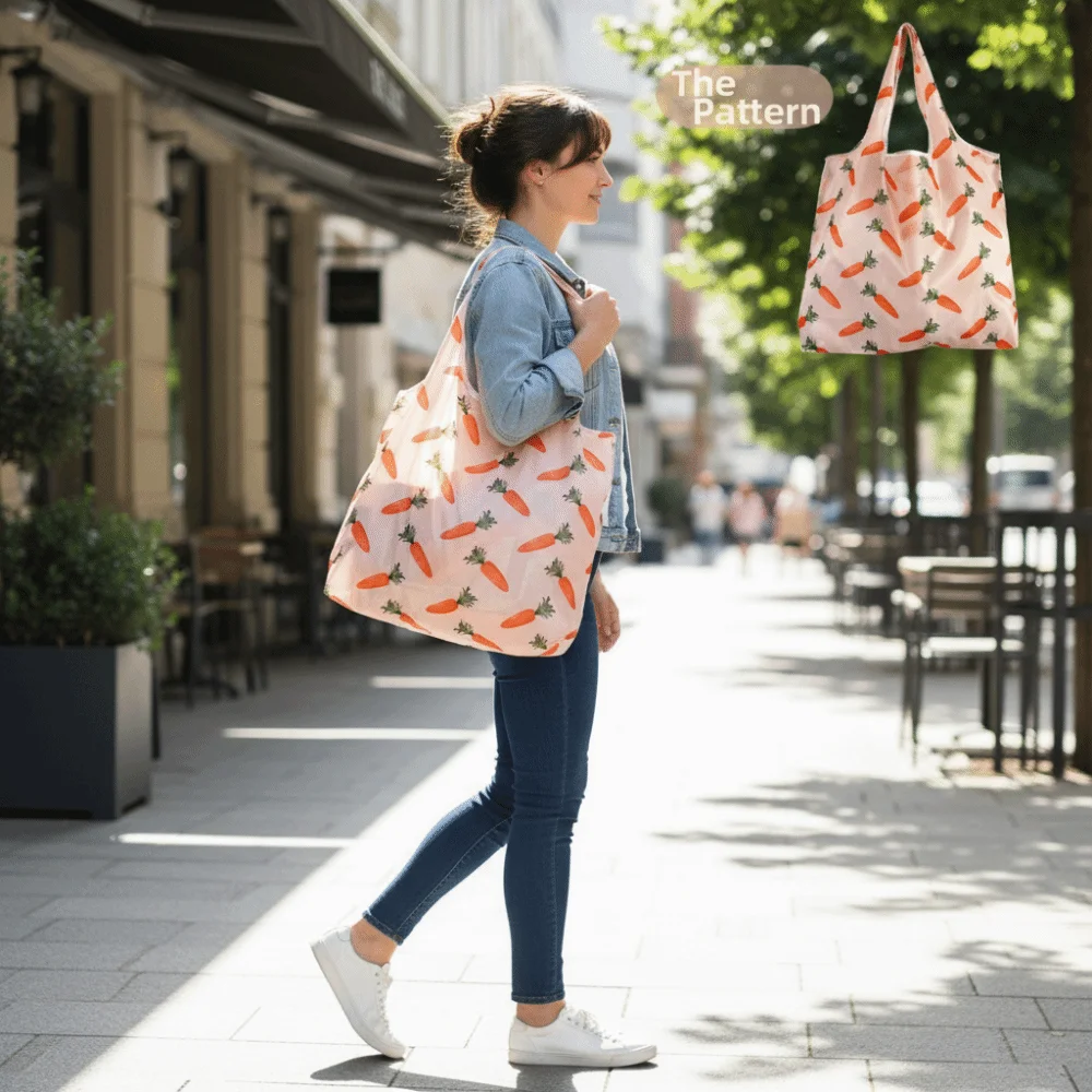 Extra Large Reusable & Washable Foldable Cloth Shopping Bag with Printed Design