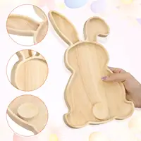 Rabbit Tray Dessert Serving Wood Dish Fruit Appetizer Shape Wooden Desktop Decorative Easter Bunny Plate 2