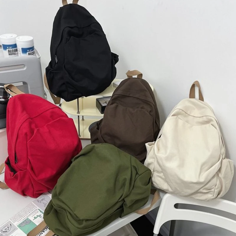 Japanese Adult Teens Casual School Bag Harajuku Women Men Canvas Laptop Backpack College Student Large Capacity Rucksack Bookbag 4