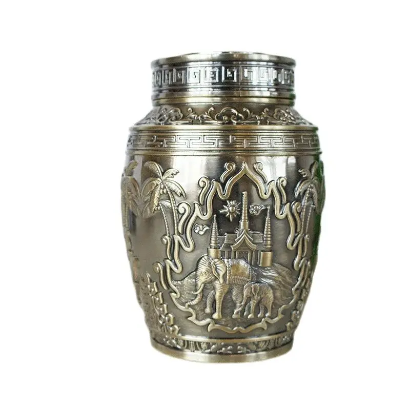 Elephant Rose Flower Pet Memorial Keepsake Urns, Metal Pets Urns, Puppy Funeral Box, Funerary Human Ashes, Casket