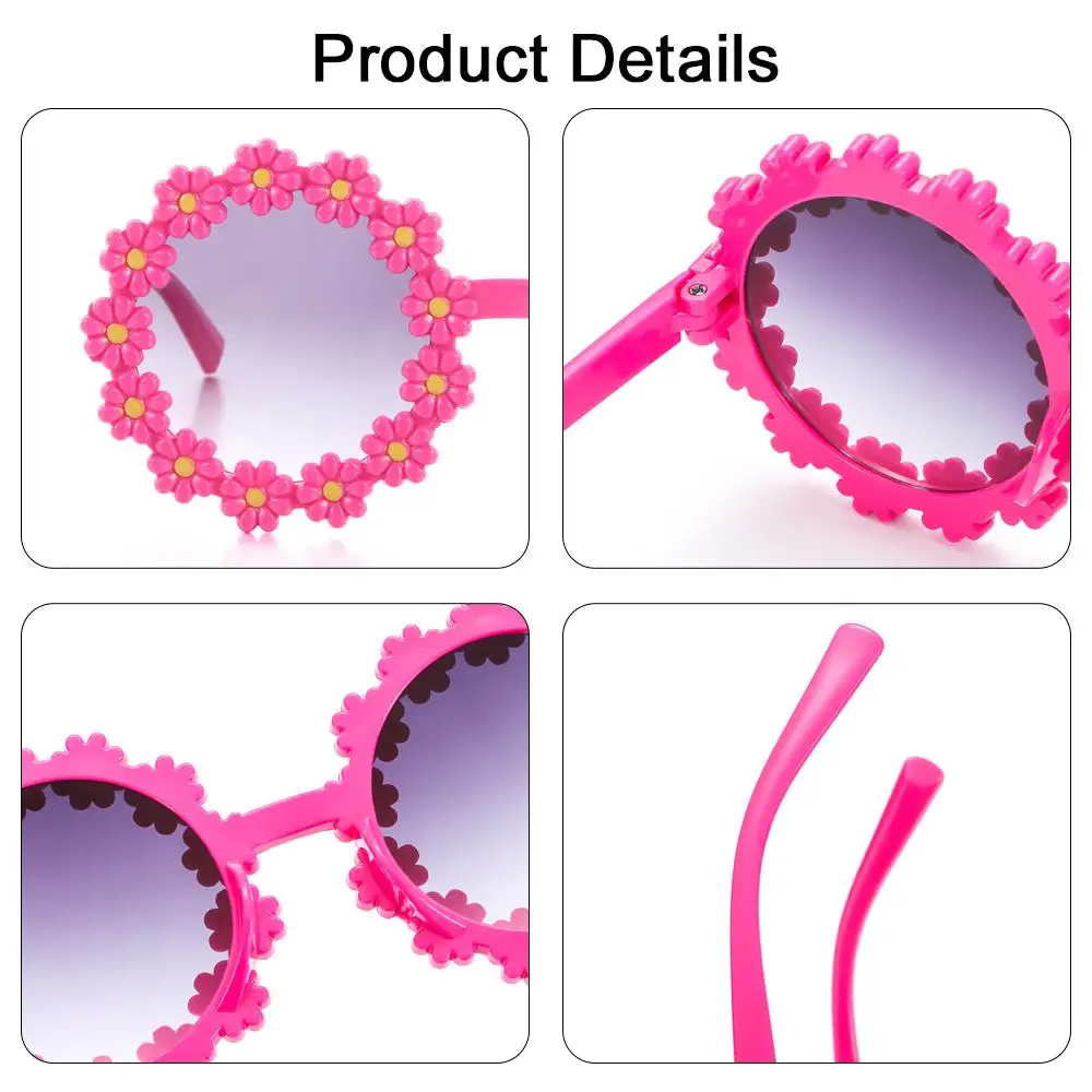 Simpatici occhiali da sole a margherita per bambini Occhiali da sole a fiori rotondi Occhiali da sole per bambini Protezione solare per esterni Festa estiva di moda_voghion.com