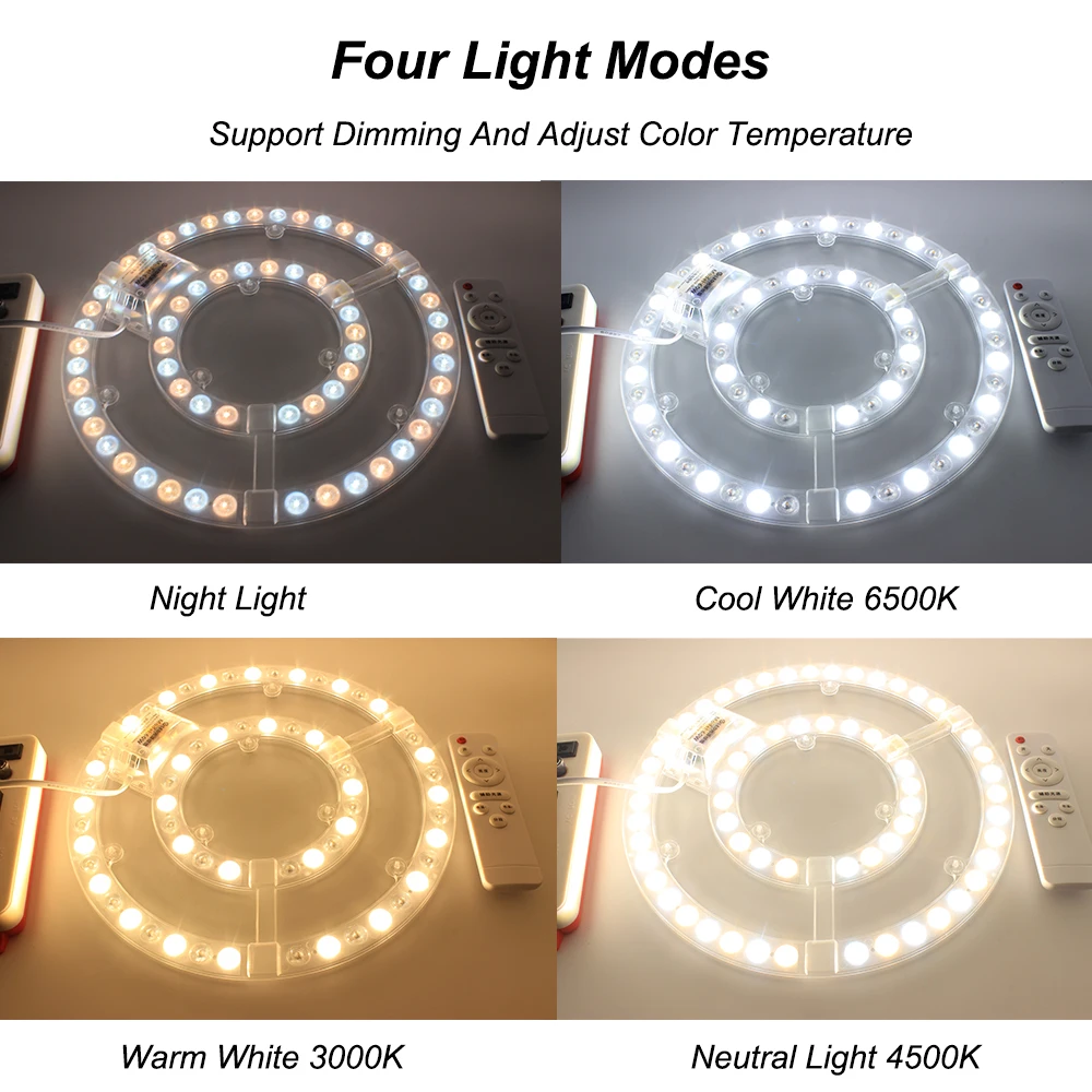 Led Panel Lights Ceiling Lights Led Panel Board Dimmable Remote Control Round Module Replacement Panel Led Lamp 60W 72W 80W 100W 3