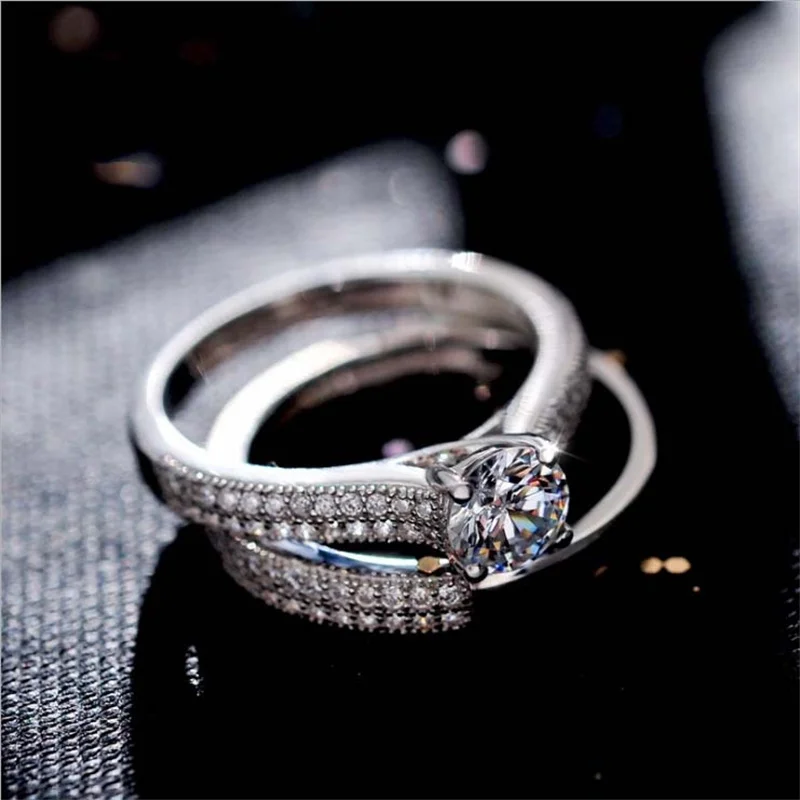 Rose Gold Silver Colors Rings for Women Metal Inlaid White Zicron Wedding Ring Engagement Jewelry wedding rings silver ring womens ring cubic zircon ring finger rings jewelry rings ring jewelry