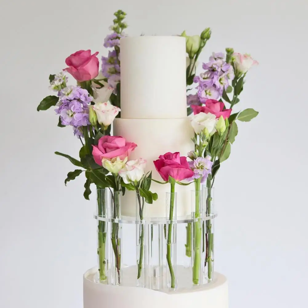 Acrylic Cake Stand for Wedding Party Elegant Acrylic Cake Stand with Floral Centerpiece for Weddings Parties Dessert Displays
