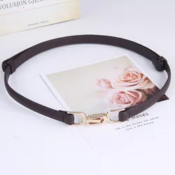 Vintage Gold Buckle Adjustable Women's PU Leather Skinny Waist Belt - Adjustable (C coffee)