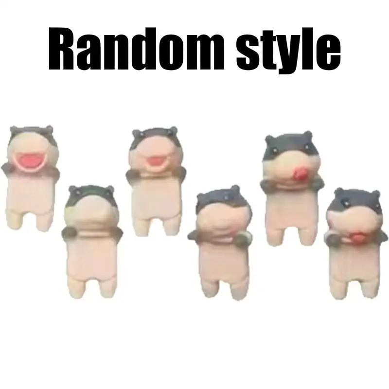 Cute Hippo Figurines MooDengBaby Hippo Sculpture Phone Computer Desktop Decoration Portable MooDengHippo Statue