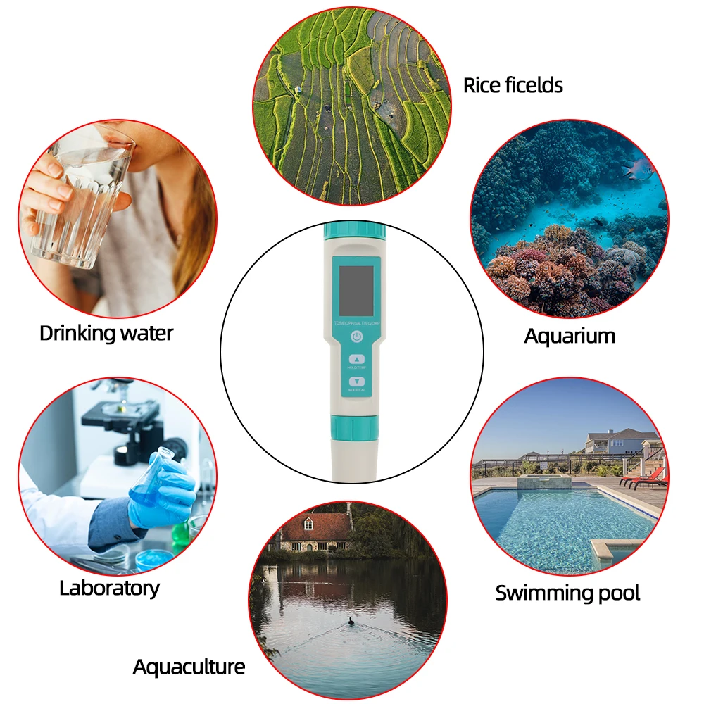 Bluetooth Digital 7 in 1 pH Meter PH/TDS/EC/ORP/Salinity/SG/TEMP