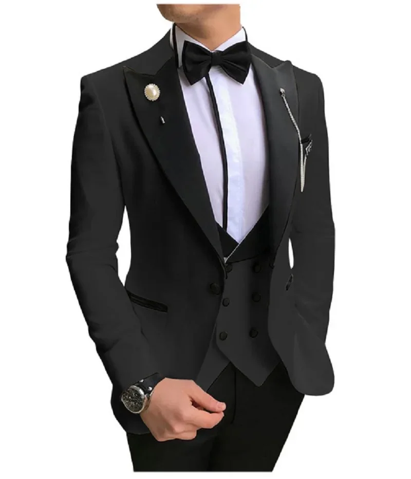 

Men Suits Slim Fit Business Suit Groom Champagne Noble Grey White Tuxedos For Formal Wedding Suits (jacket+Pants+Vest)