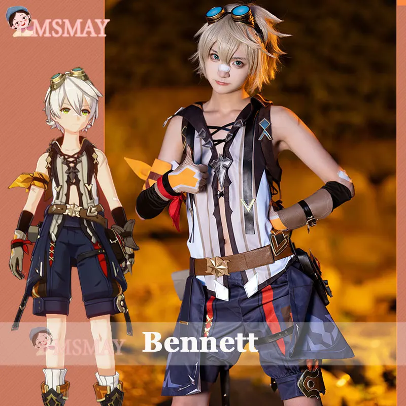 

MsMay Genshin Impact Bennett Cosplay Costume Suits Men Women Halloween Game Uniform Bennett Goggles Accessories Hombre Disfraz