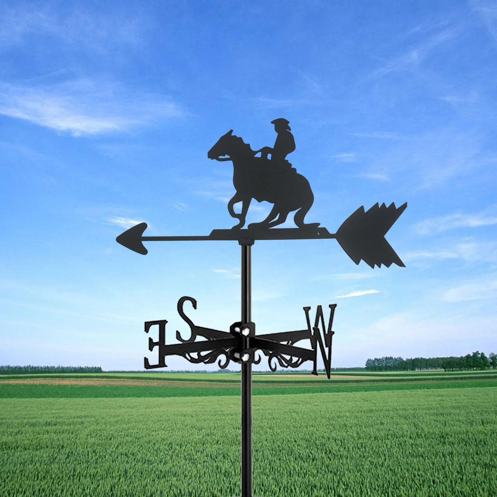 

1 Pc Horse Farm Sign Weathervane Silhouette Art Black Metal Wind Vanes Outdoors Decorations Garden For Roof Yard Building