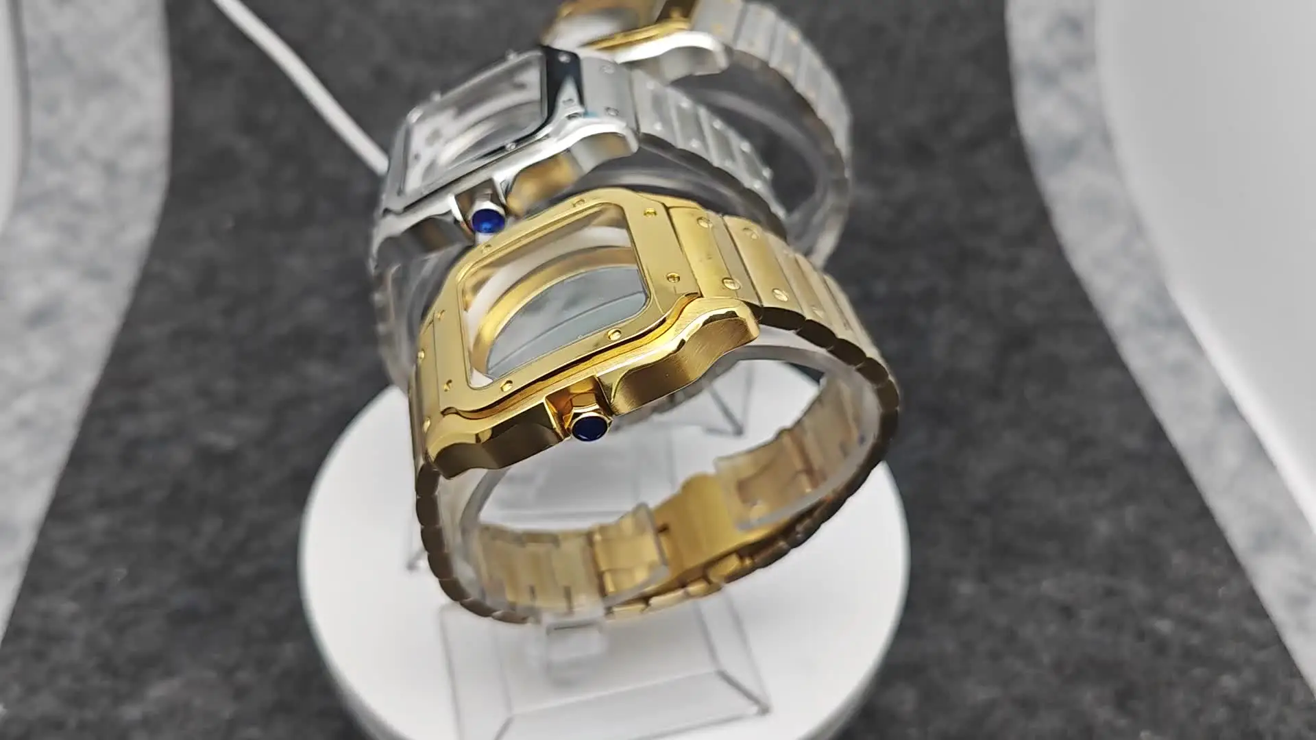 Cassa Per Orologio Quadrata In Oro / Nastro Da 38 Mm Con Bracciale In Acciaio Elettrolico 316L Accessori Per Orologi Per Movimenti NH35 / NH36 / 4R36 - Foto 7