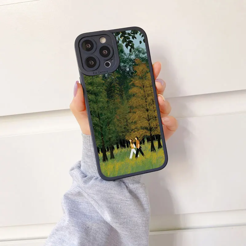 Charming Cartoon Green Lawn Soft Phone Case – Vintage Cute Suburban Relaxation Design