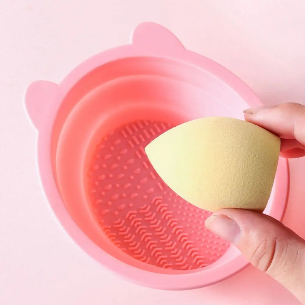 Silicone Makeup Brush Cleaning Bowl Foldable Beauty Makeup Brush Cleaning Mat Cosmetic Brush Cleaner Korean Style
