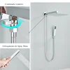 Bathroom Simple Shower Set Rainforest 12 inch Top Spray Concealed Wall Mounted Hot and Cold Mixed Faucet Black Tap with Toggle 5