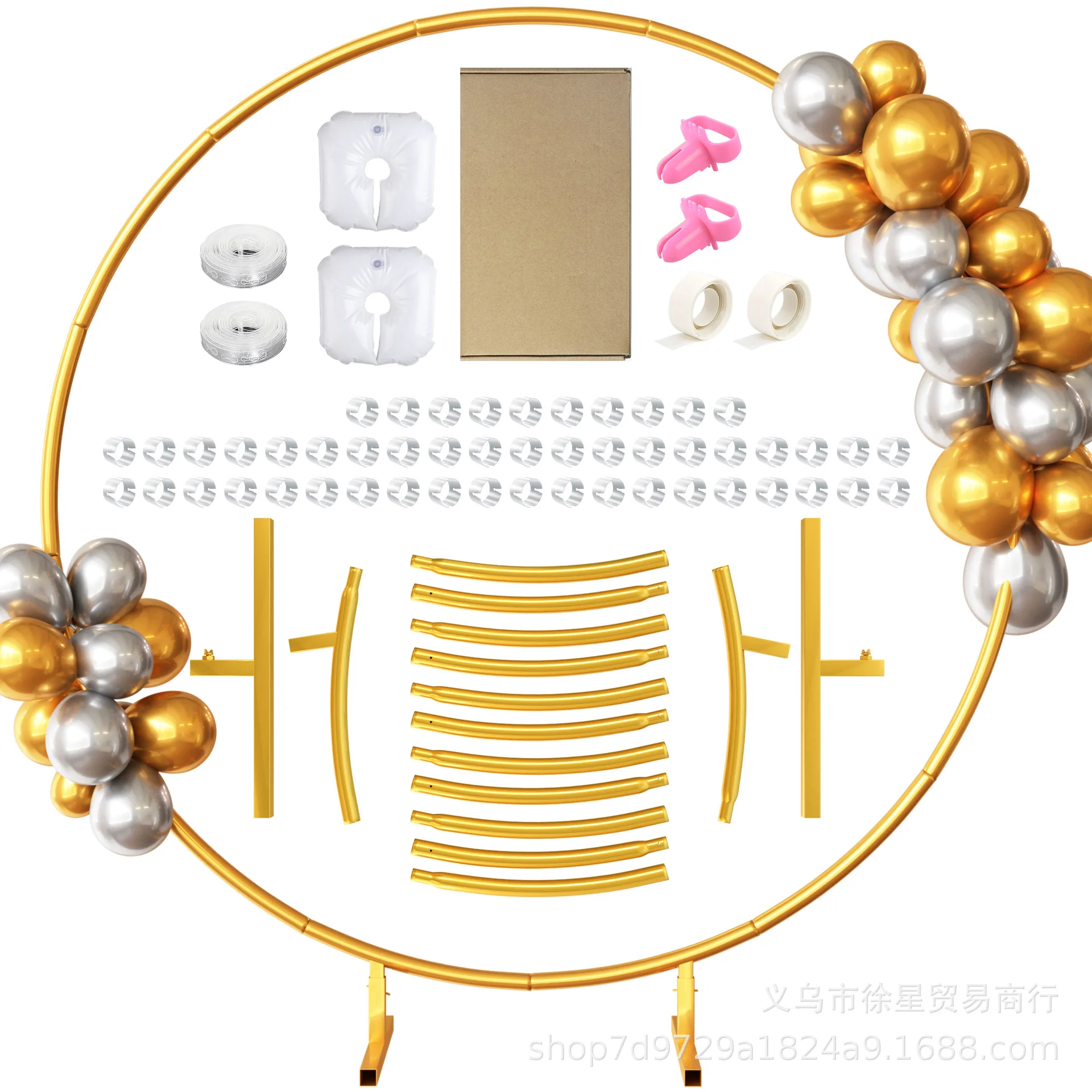 

Gold Round Backdrop Stand Metal Circle Wedding Balloon Arch Kit Frame for Wedding Ceremony Anniversary Birthday Party Decoration